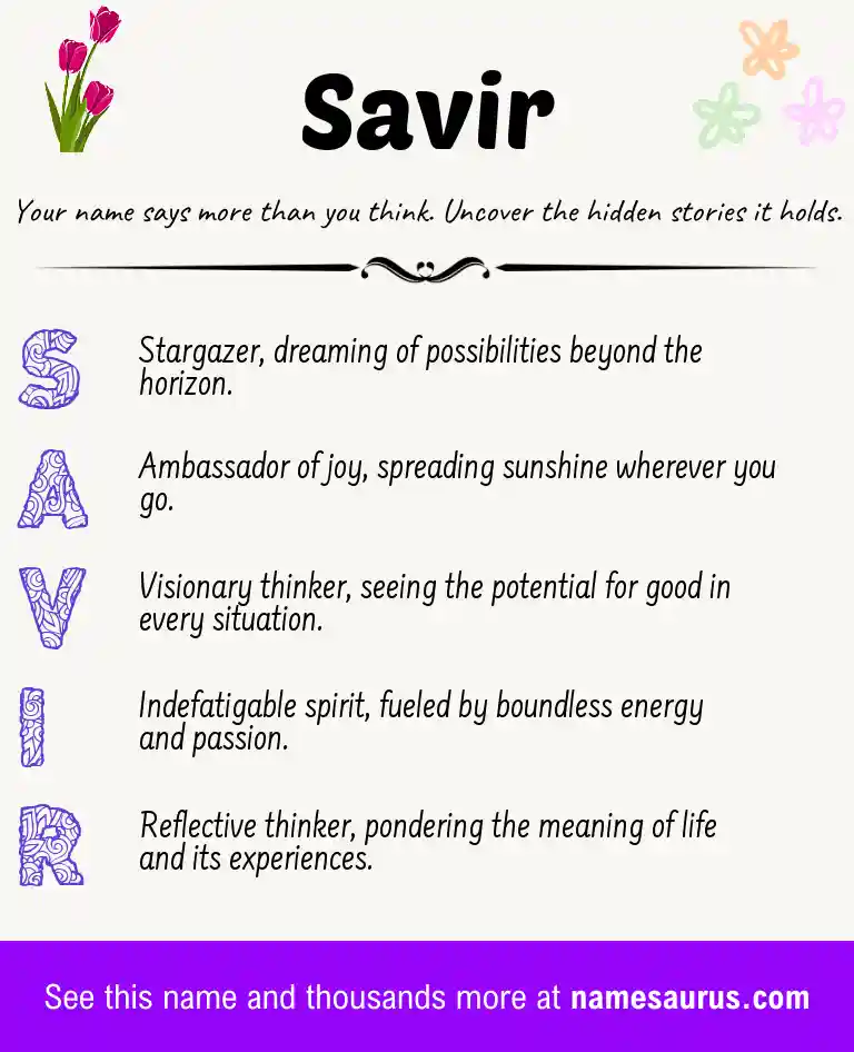 Acrostic poem about Savir.