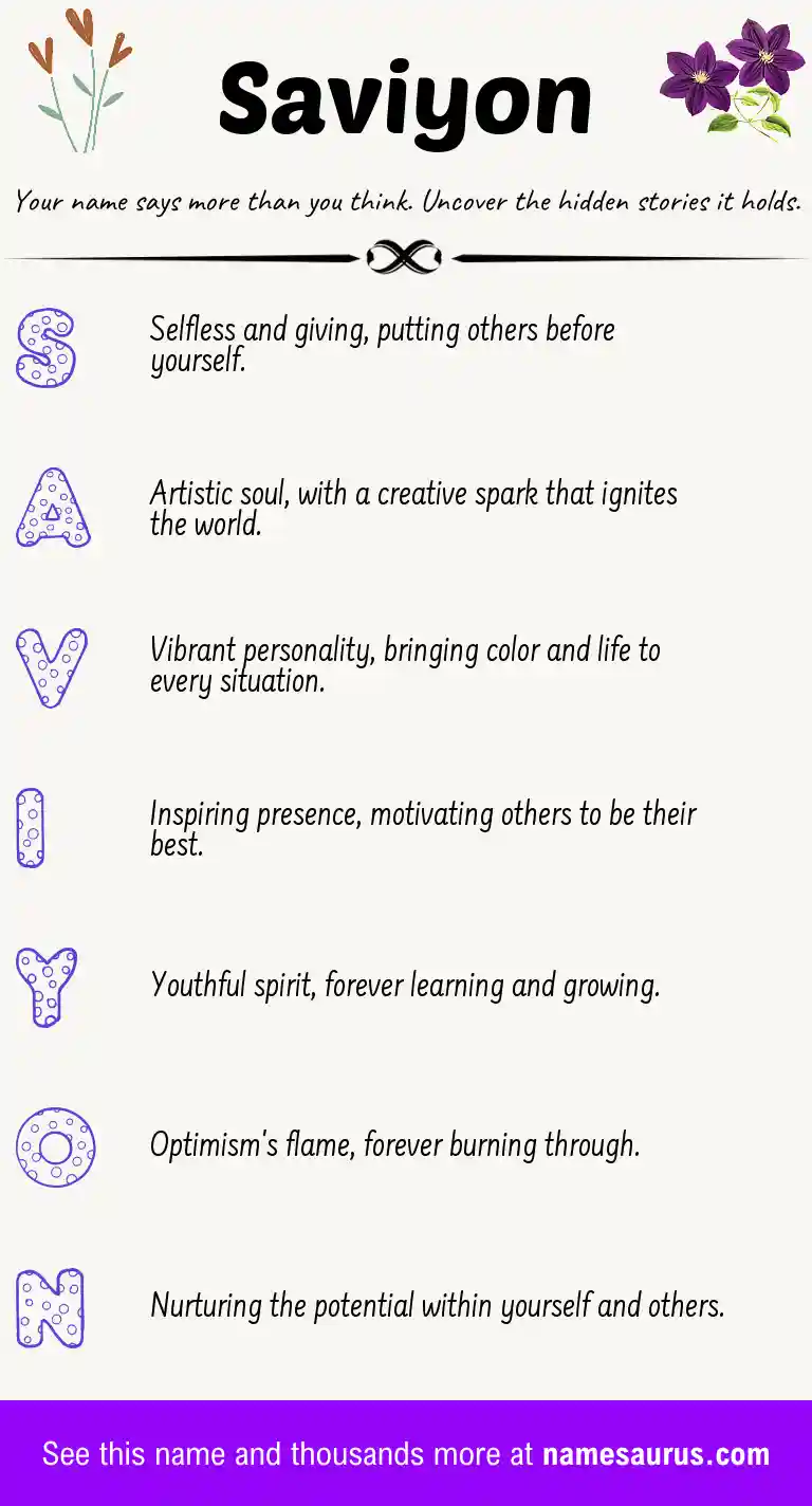 Acrostic poem about Saviyon.