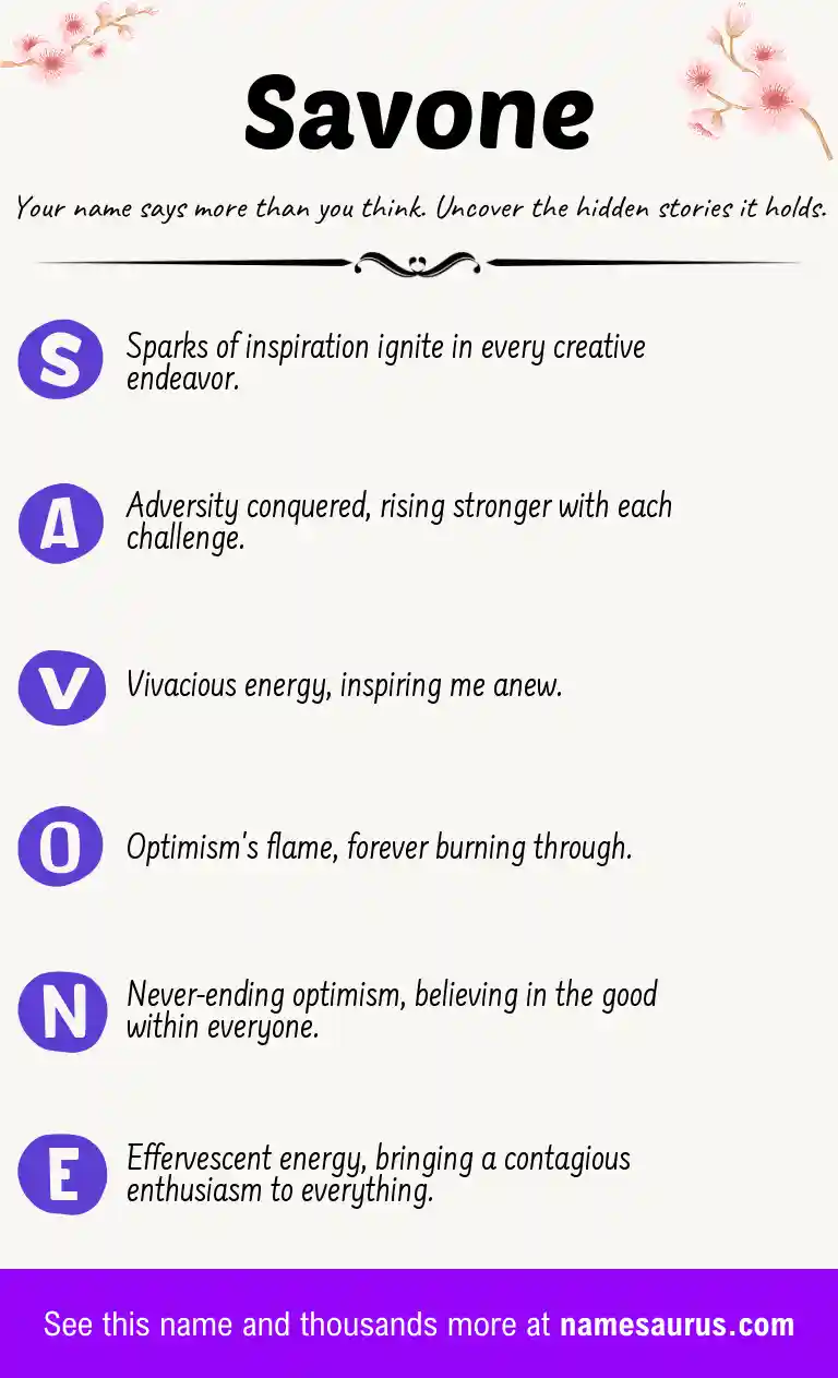 Acrostic poem about Savone.