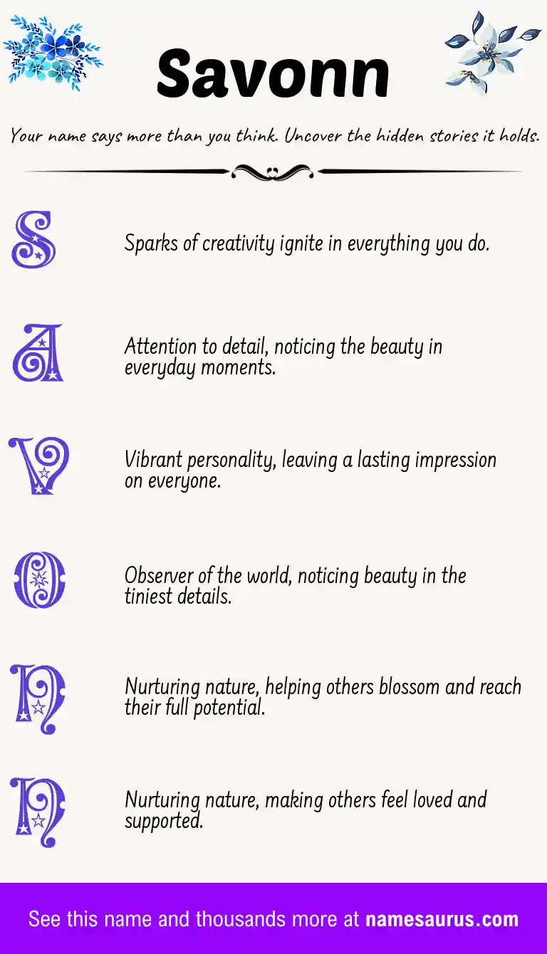 Acrostic poem about Savonn.