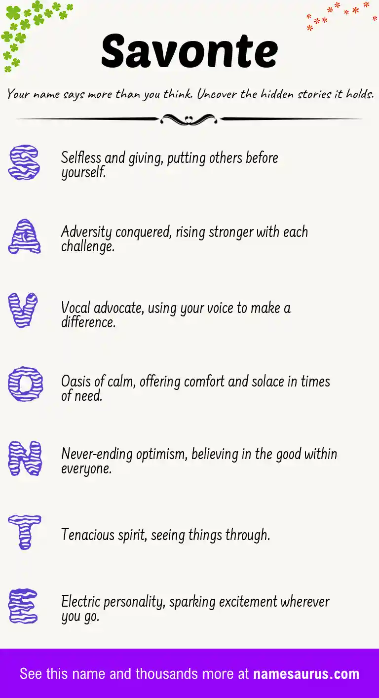Acrostic poem about Savonte.