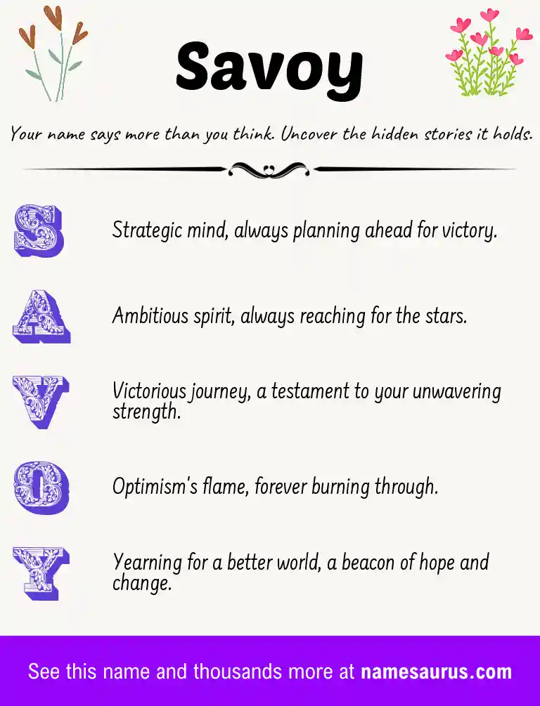Acrostic poem about Savoy.