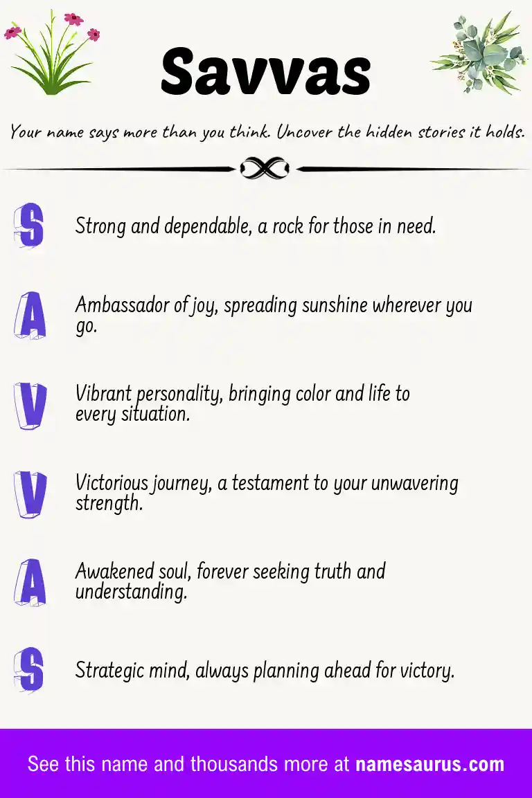 Acrostic poem about Savvas.