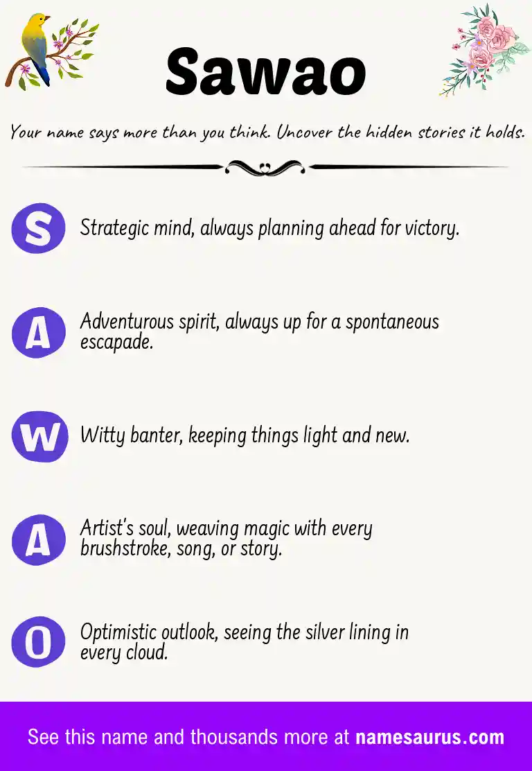 Acrostic poem about Sawao.