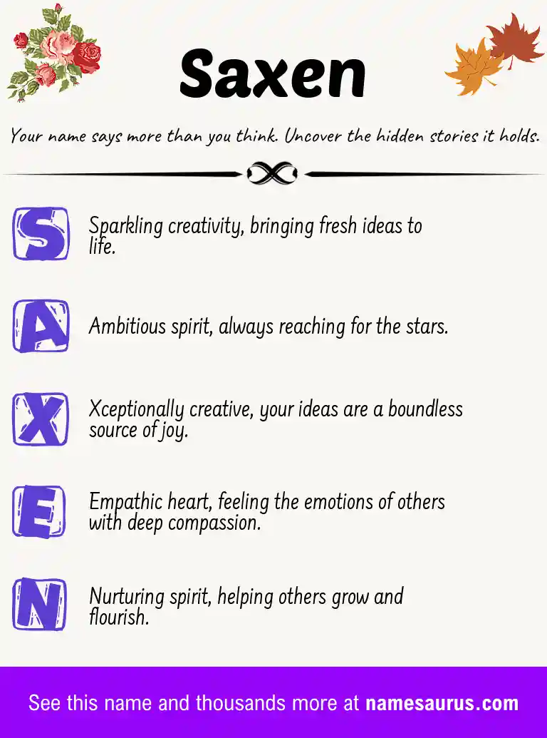 Acrostic poem about Saxen.