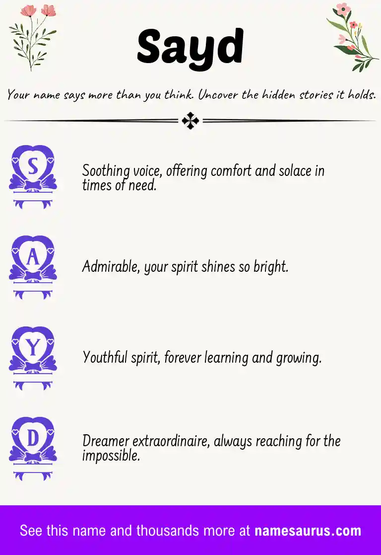 Acrostic poem about Sayd.