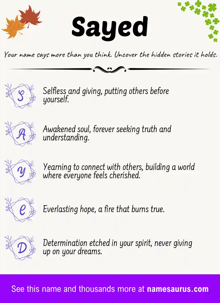 Acrostic poem about Sayed.