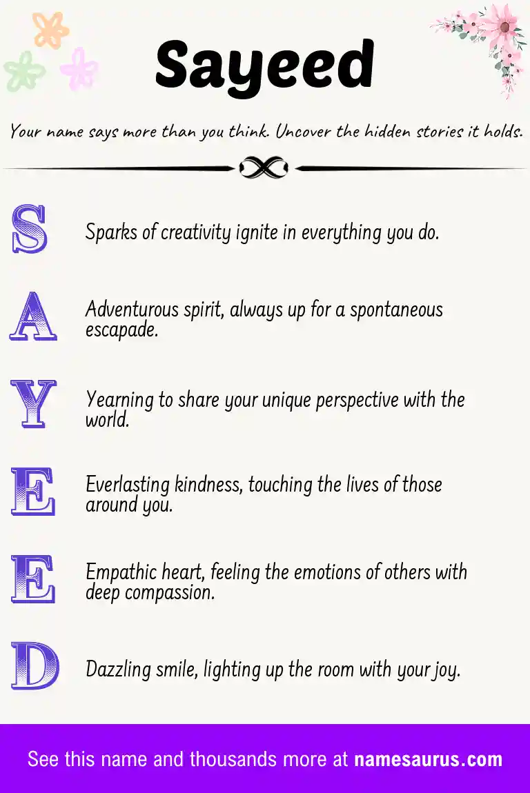 Acrostic poem about Sayeed.