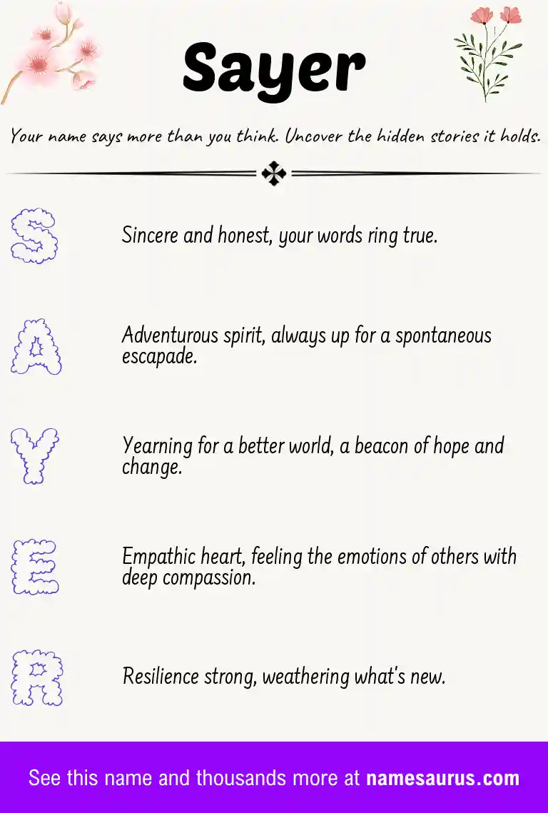 Acrostic poem about Sayer.