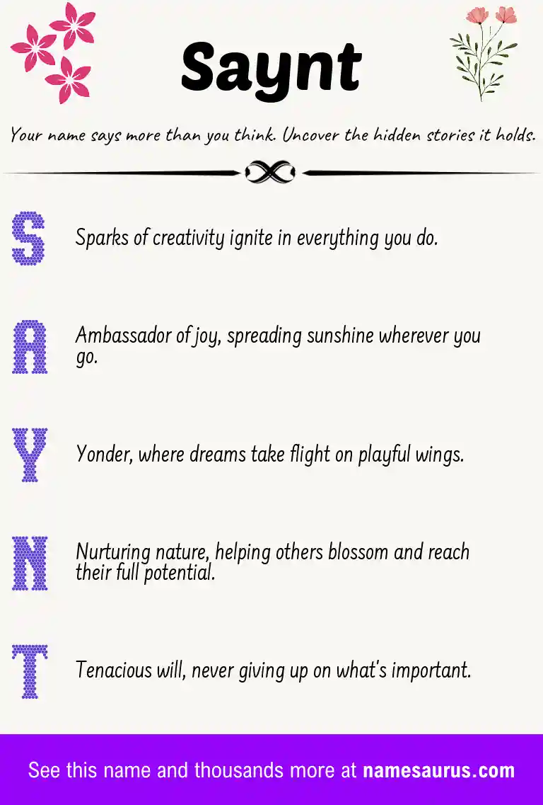 Acrostic poem about Saynt.