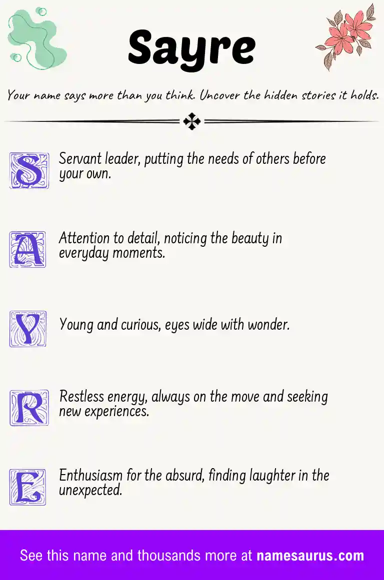 Acrostic poem about Sayre.