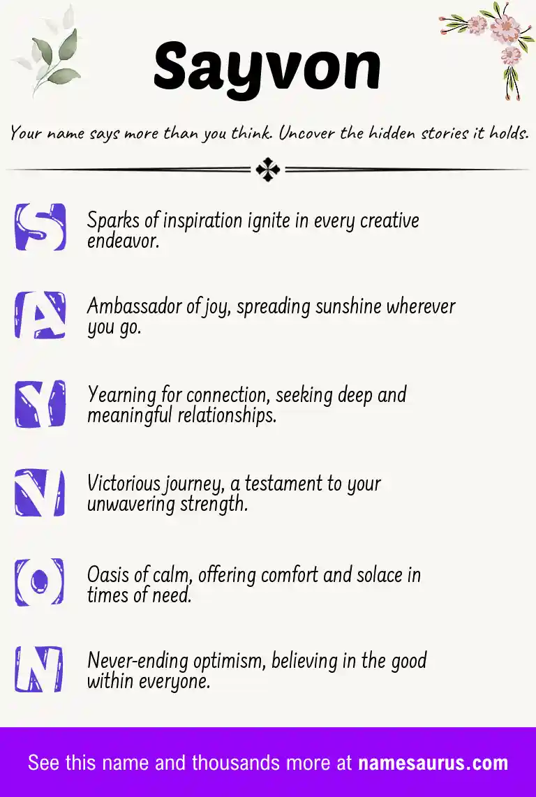Acrostic poem about Sayvon.