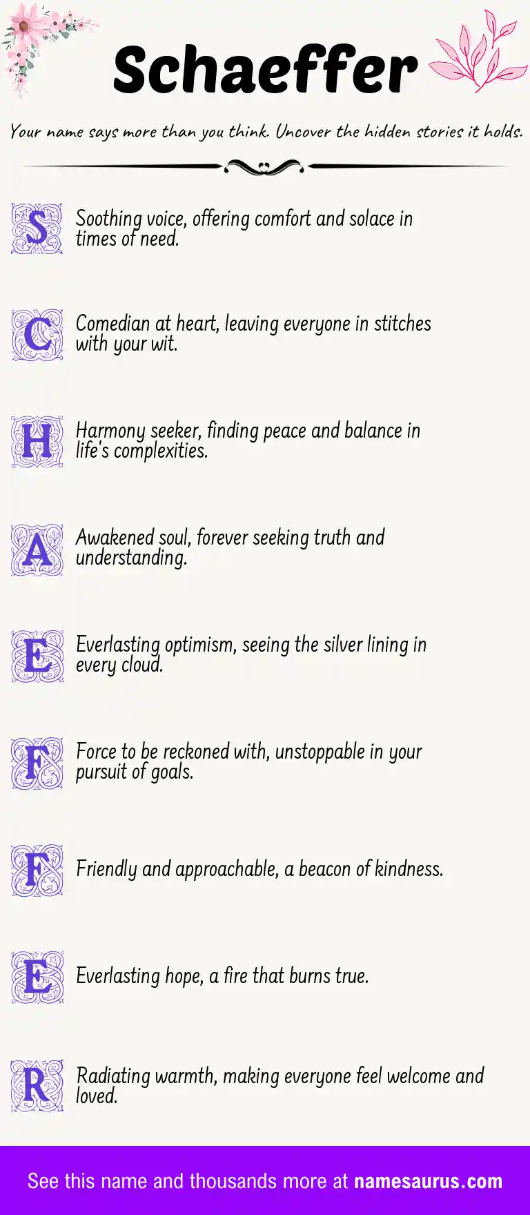 Acrostic poem about Schaeffer.