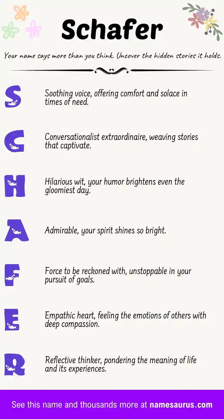 Acrostic poem about Schafer.