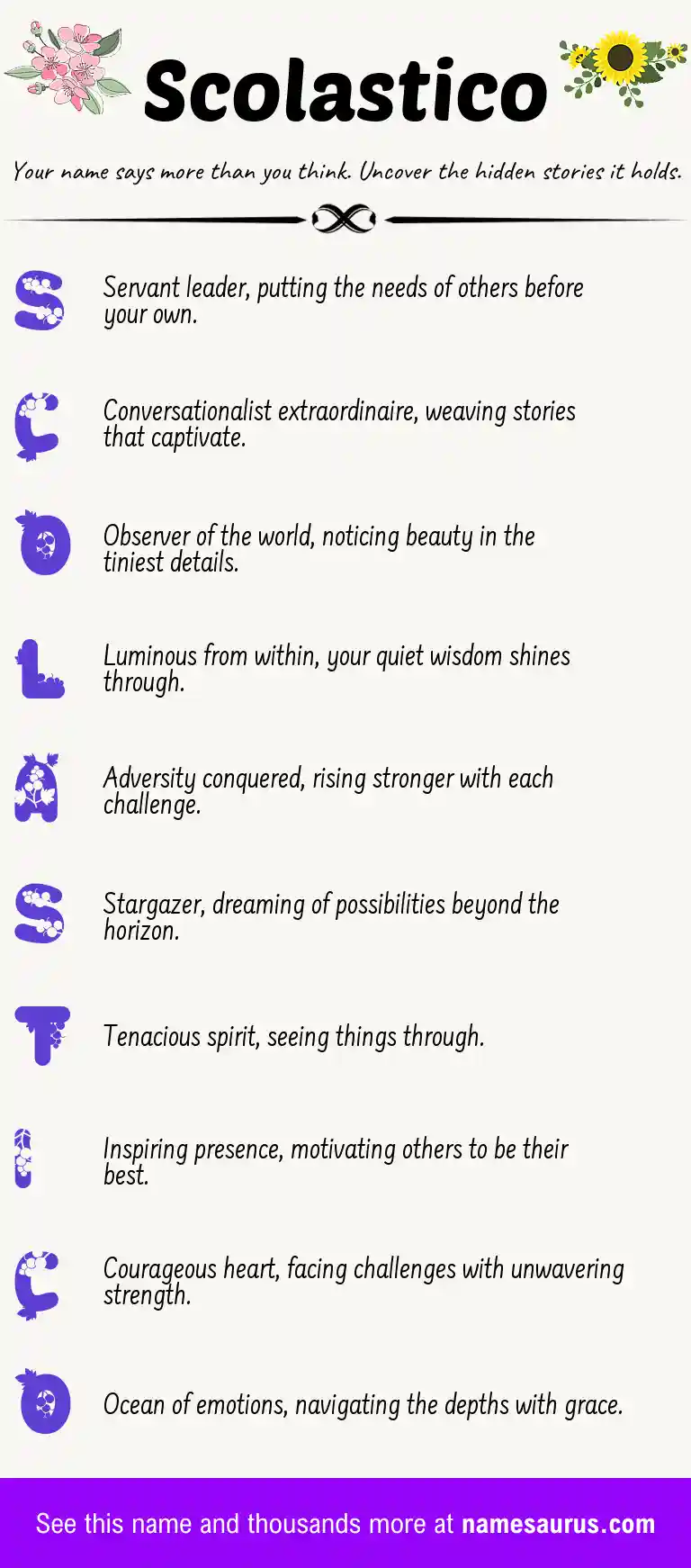 Acrostic poem about Scolastico.