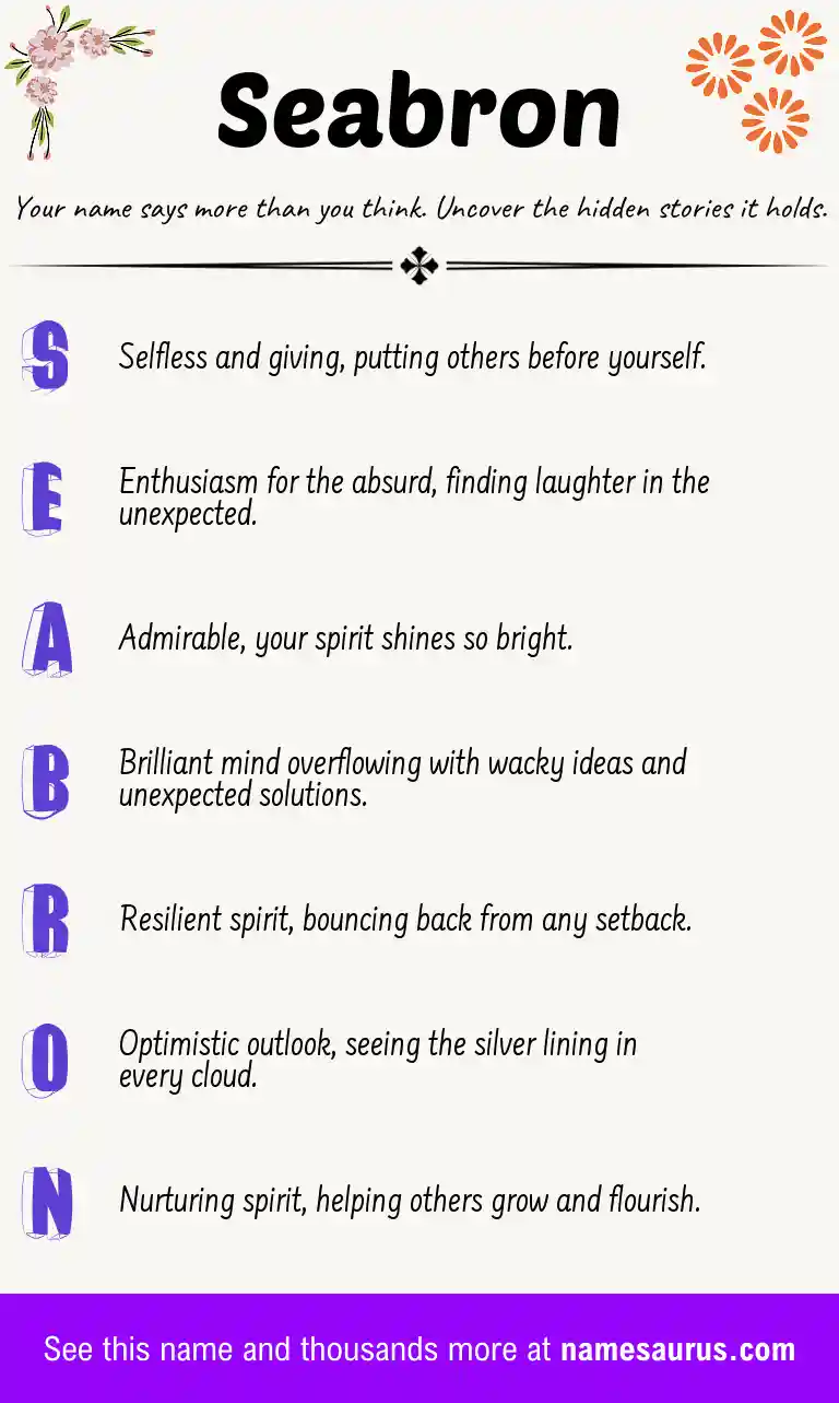 Acrostic poem about Seabron.