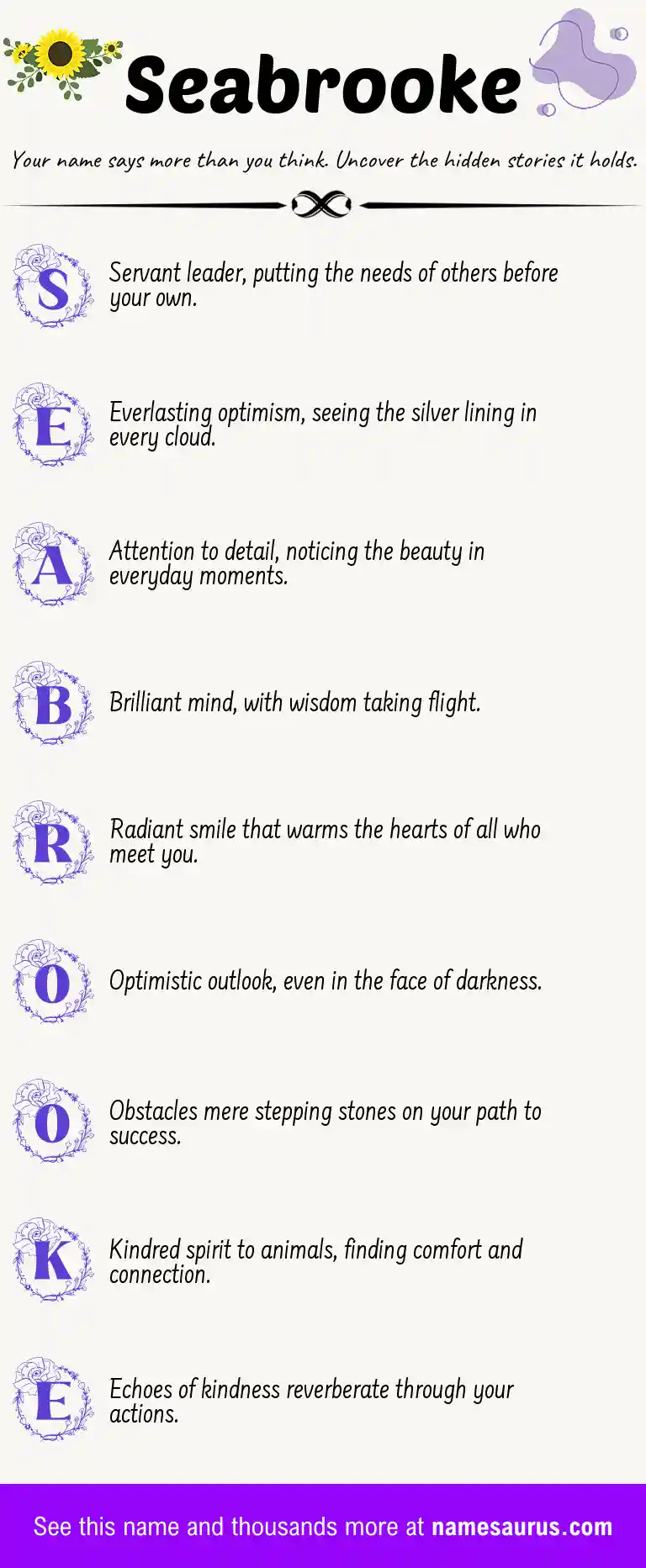 Acrostic poem about Seabrooke.