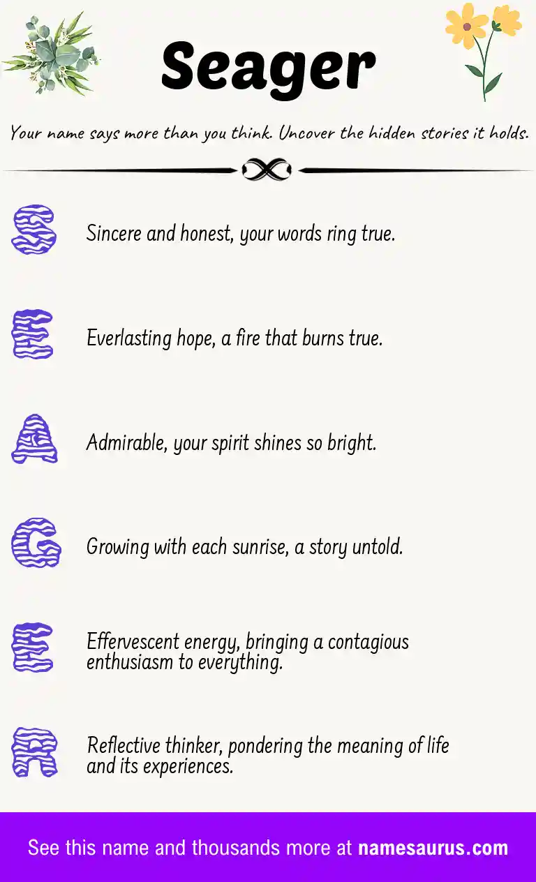Acrostic poem about Seager.