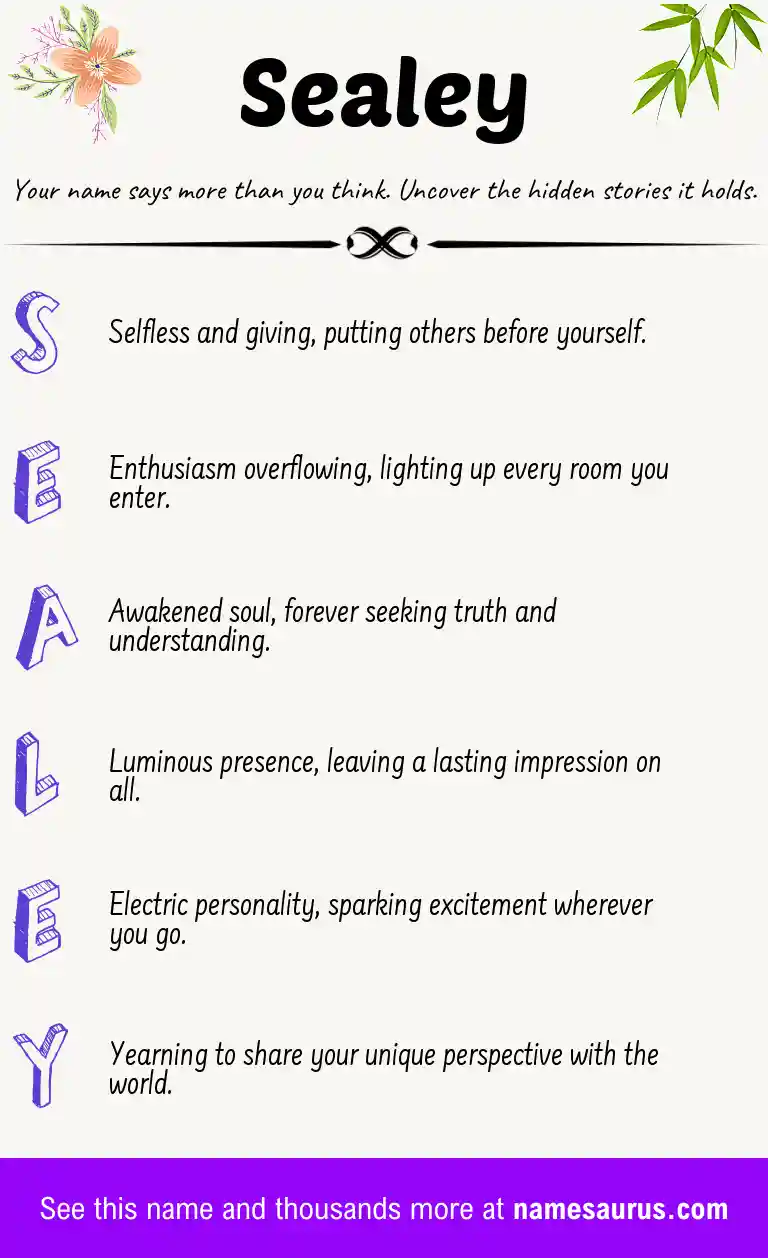 Acrostic poem about Sealey.