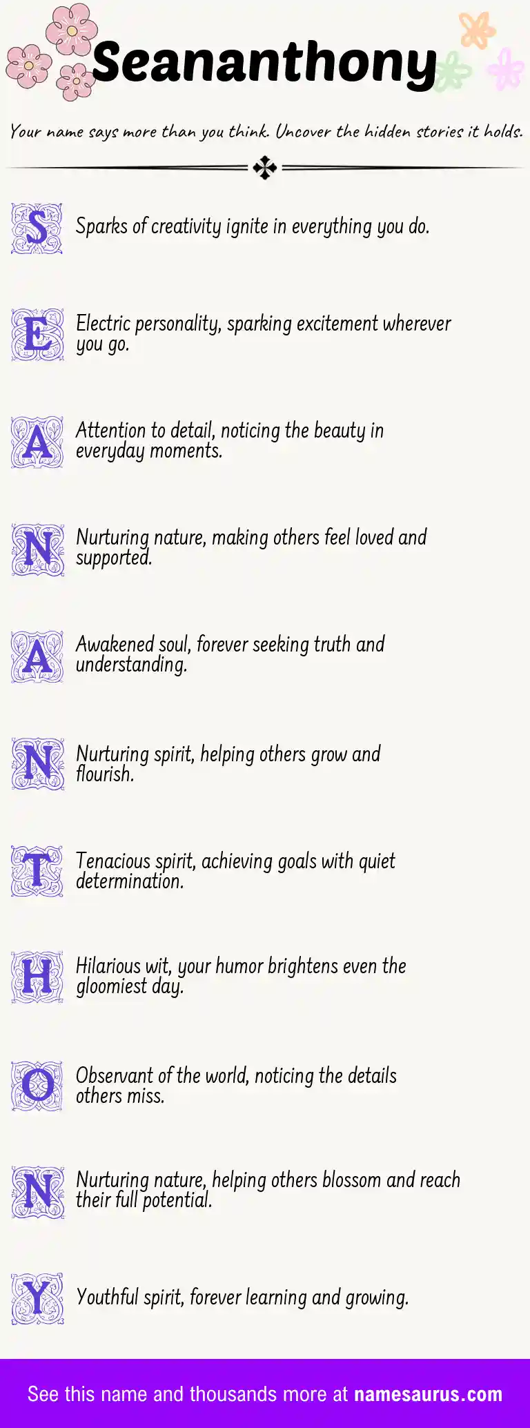 Acrostic poem about Seananthony.