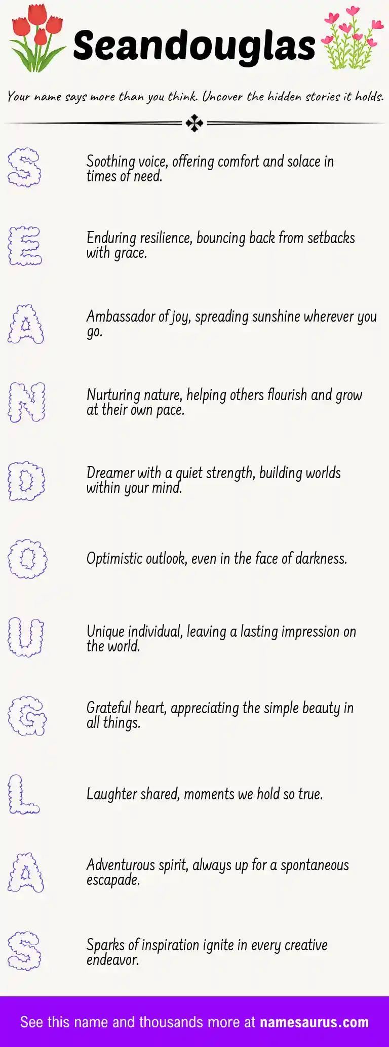 Acrostic poem about Seandouglas.
