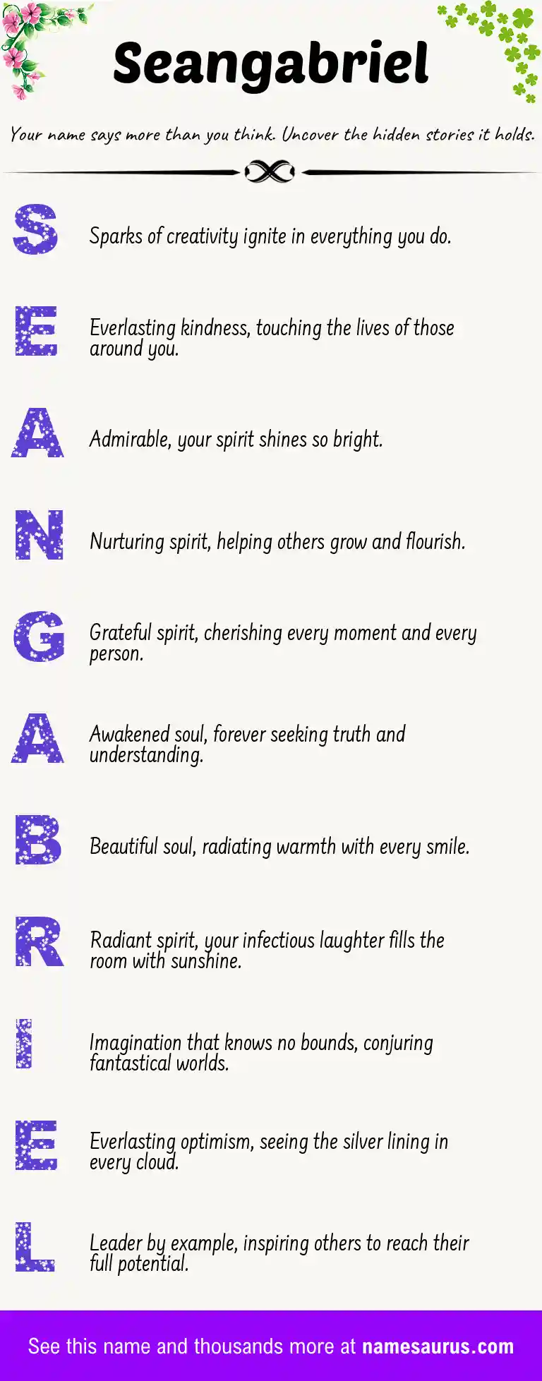 Acrostic poem about Seangabriel.