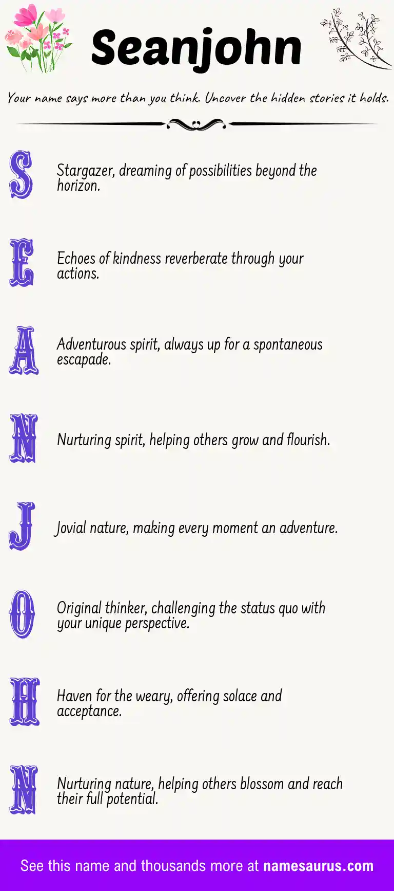 Acrostic poem about Seanjohn.