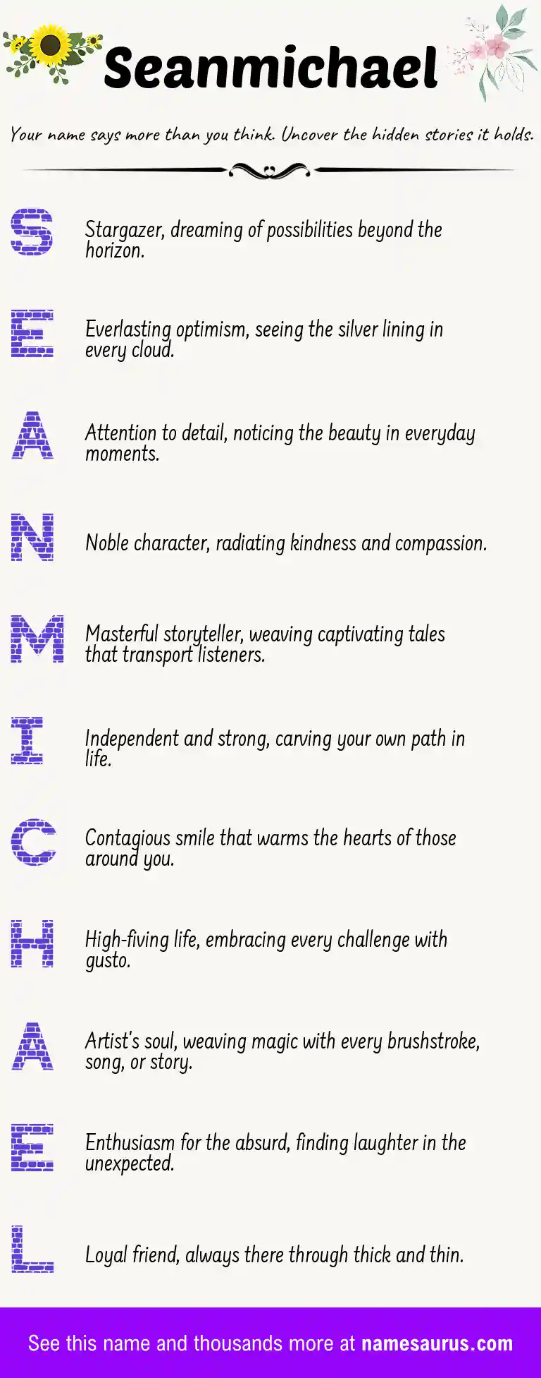 Acrostic poem about Seanmichael.