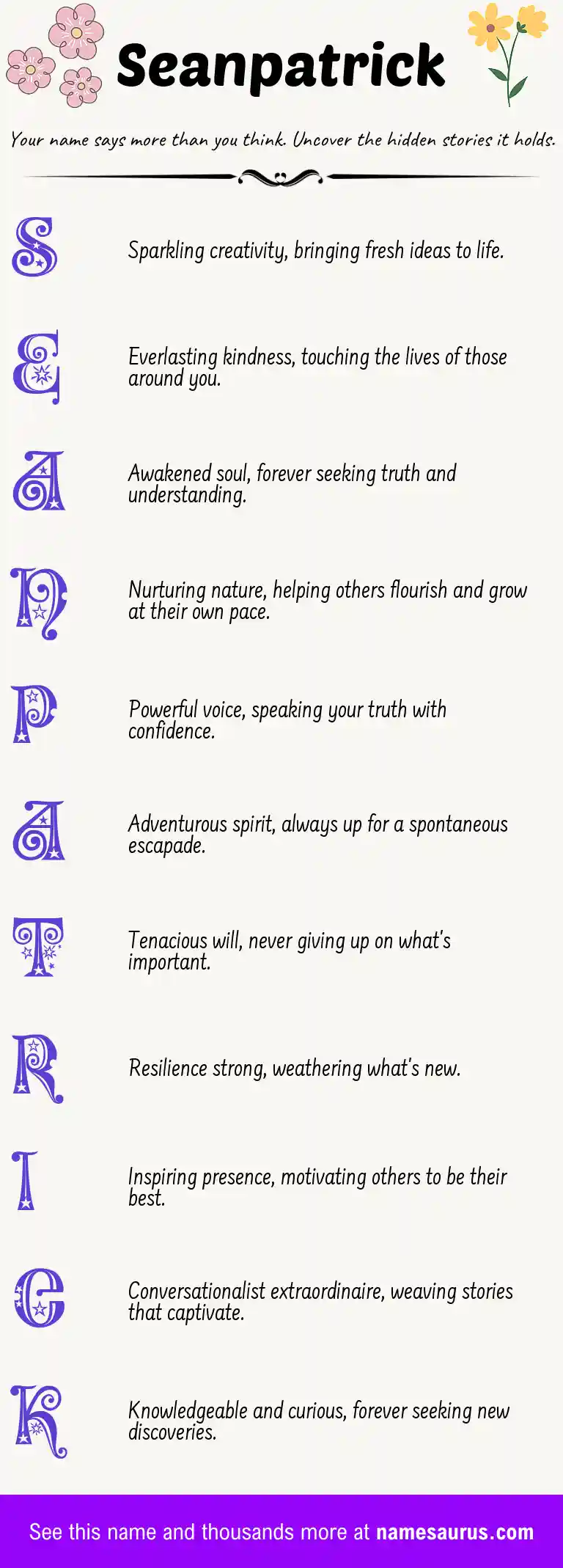 Acrostic poem about Seanpatrick.