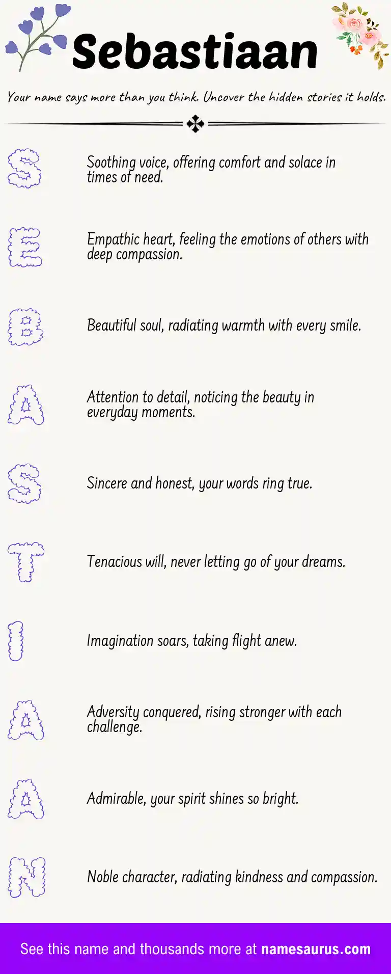 Acrostic poem about Sebastiaan.