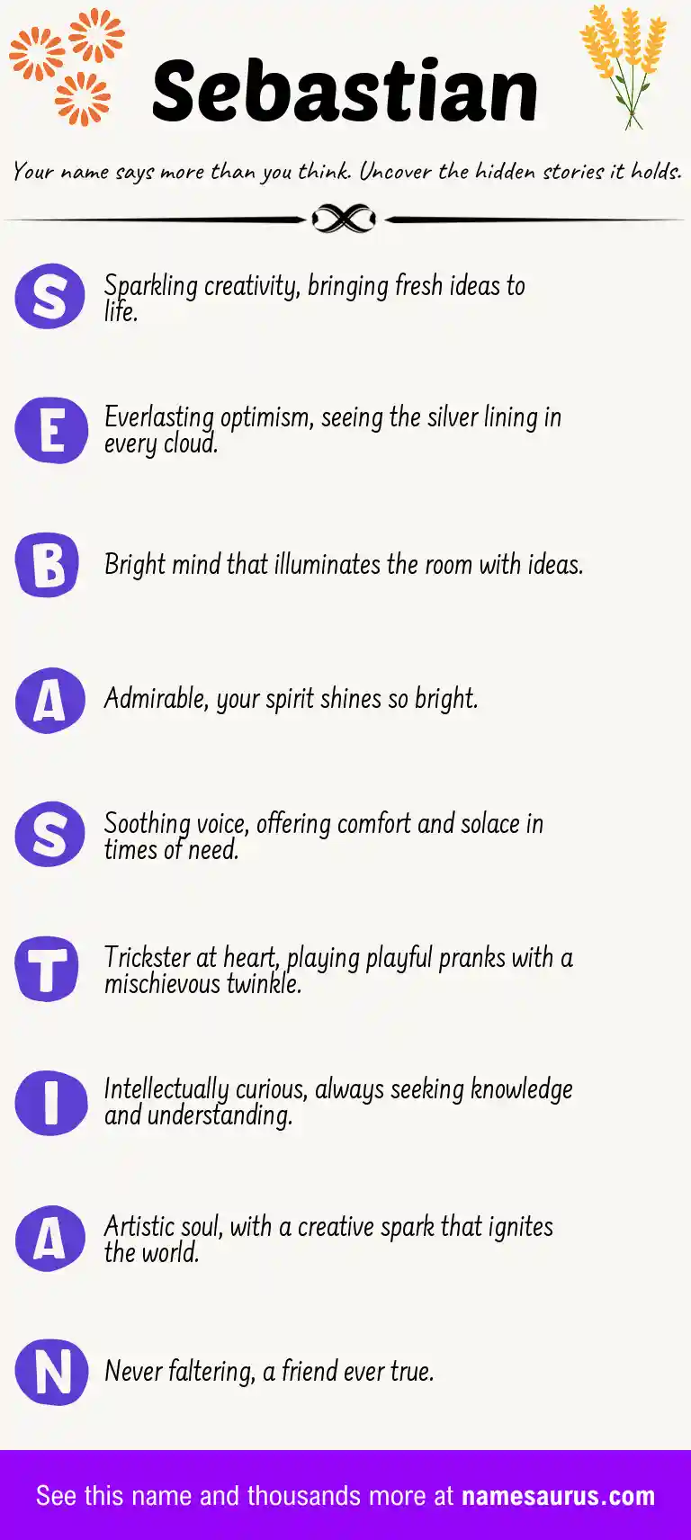 Acrostic poem about Sebastian.