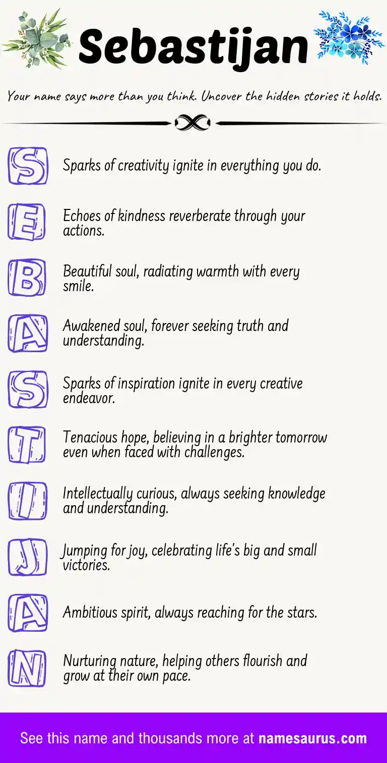 Acrostic poem about Sebastijan.