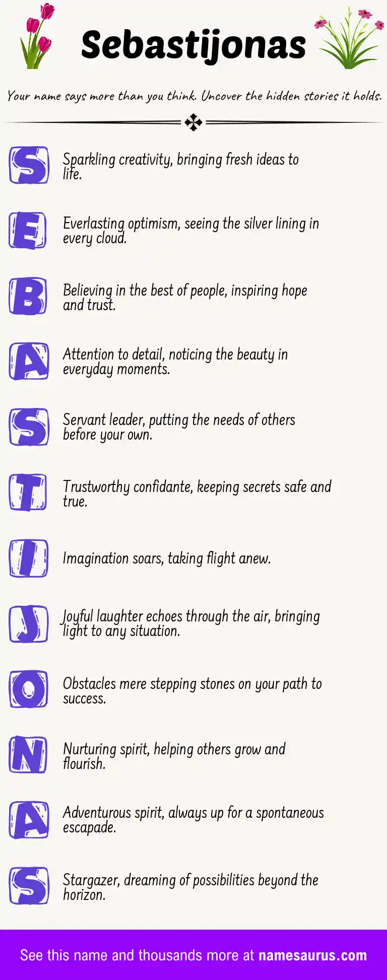 Acrostic poem about Sebastijonas.