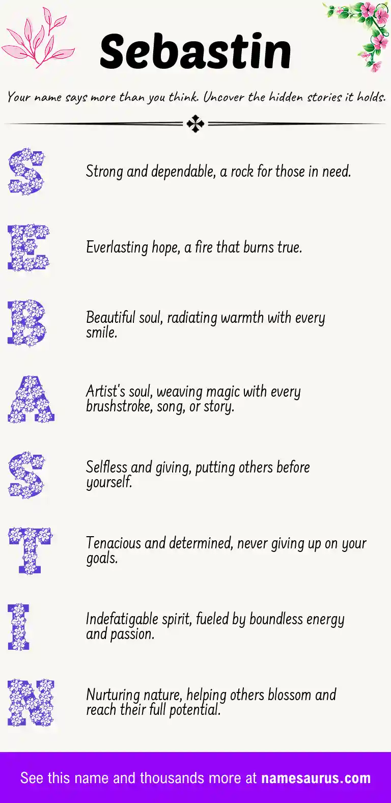 Acrostic poem about Sebastin.