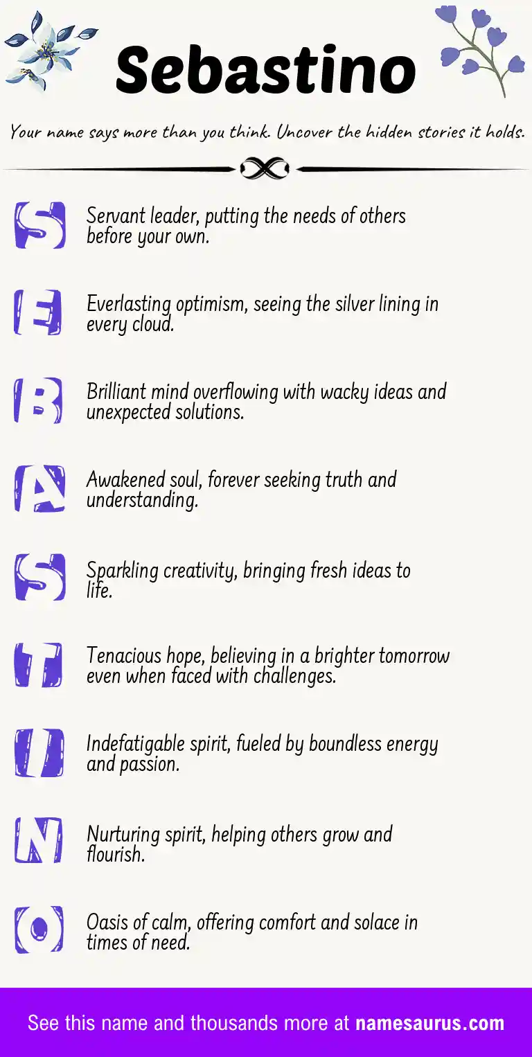 Acrostic poem about Sebastino.