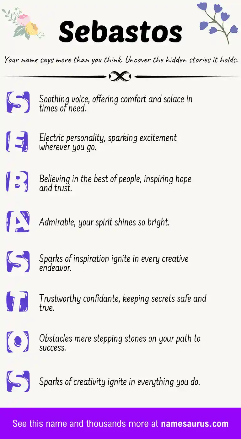 Acrostic poem about Sebastos.