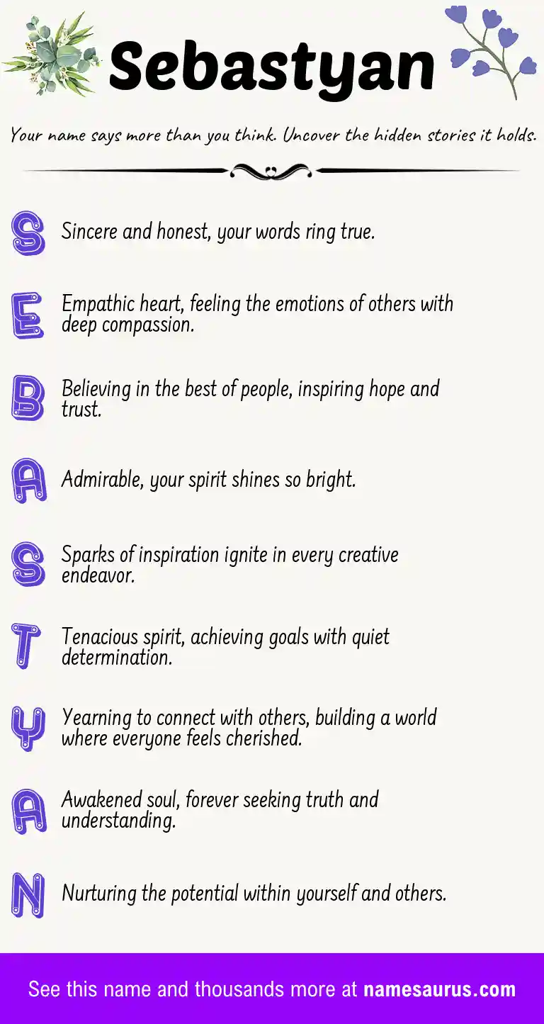 Acrostic poem about Sebastyan.