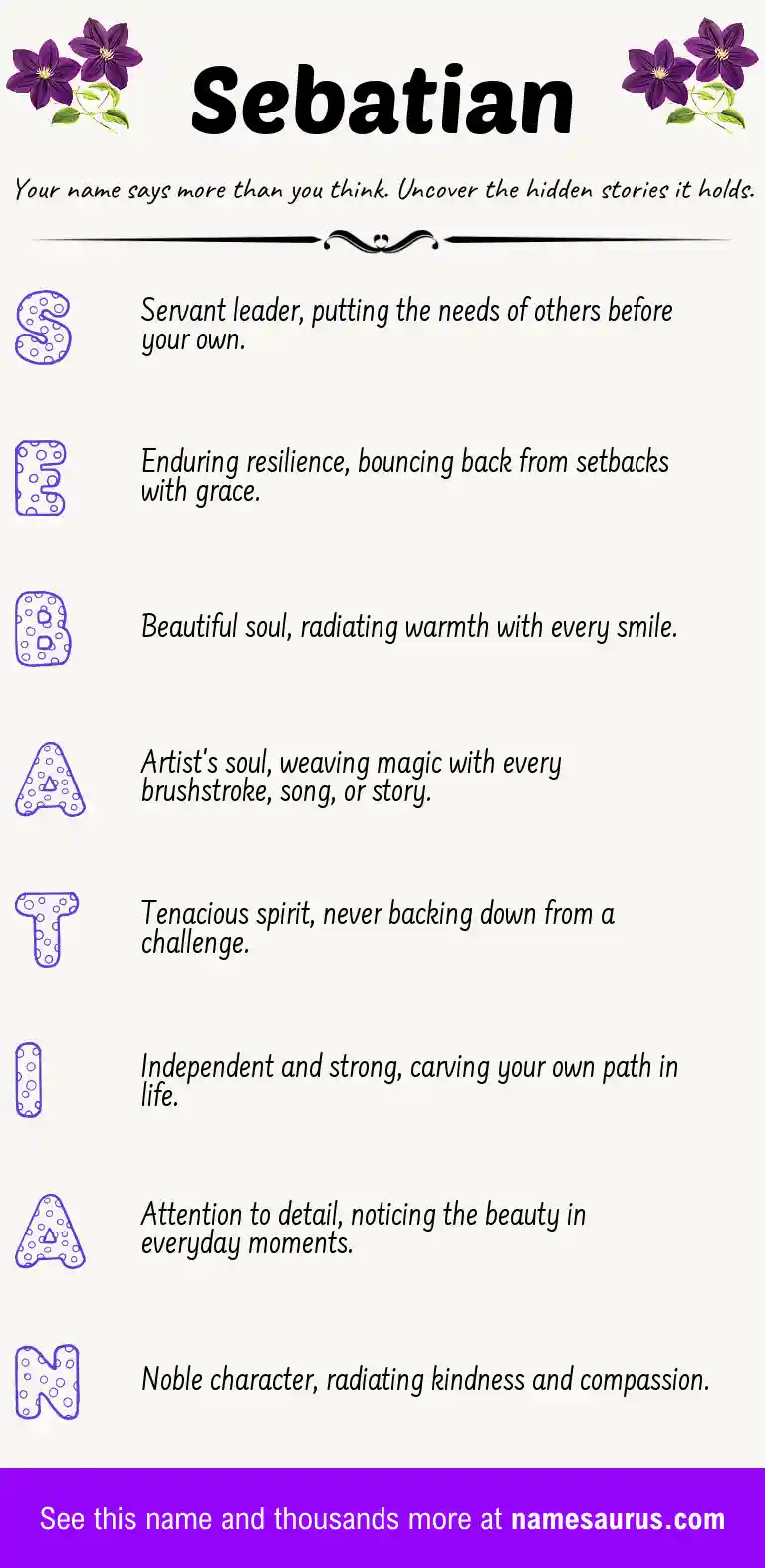 Acrostic poem about Sebatian.