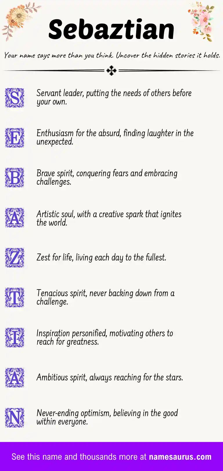 Acrostic poem about Sebaztian.