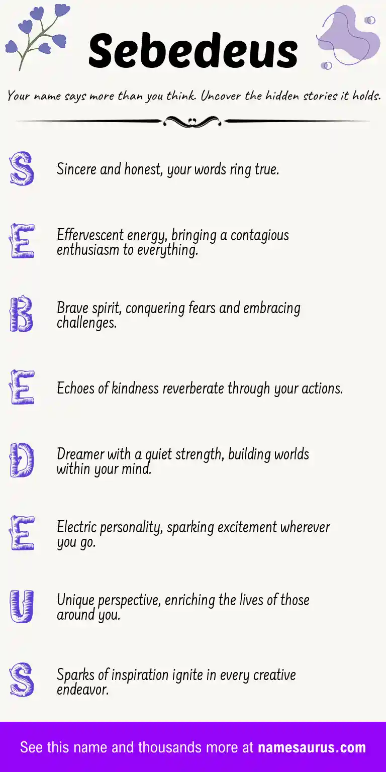 Acrostic poem about Sebedeus.