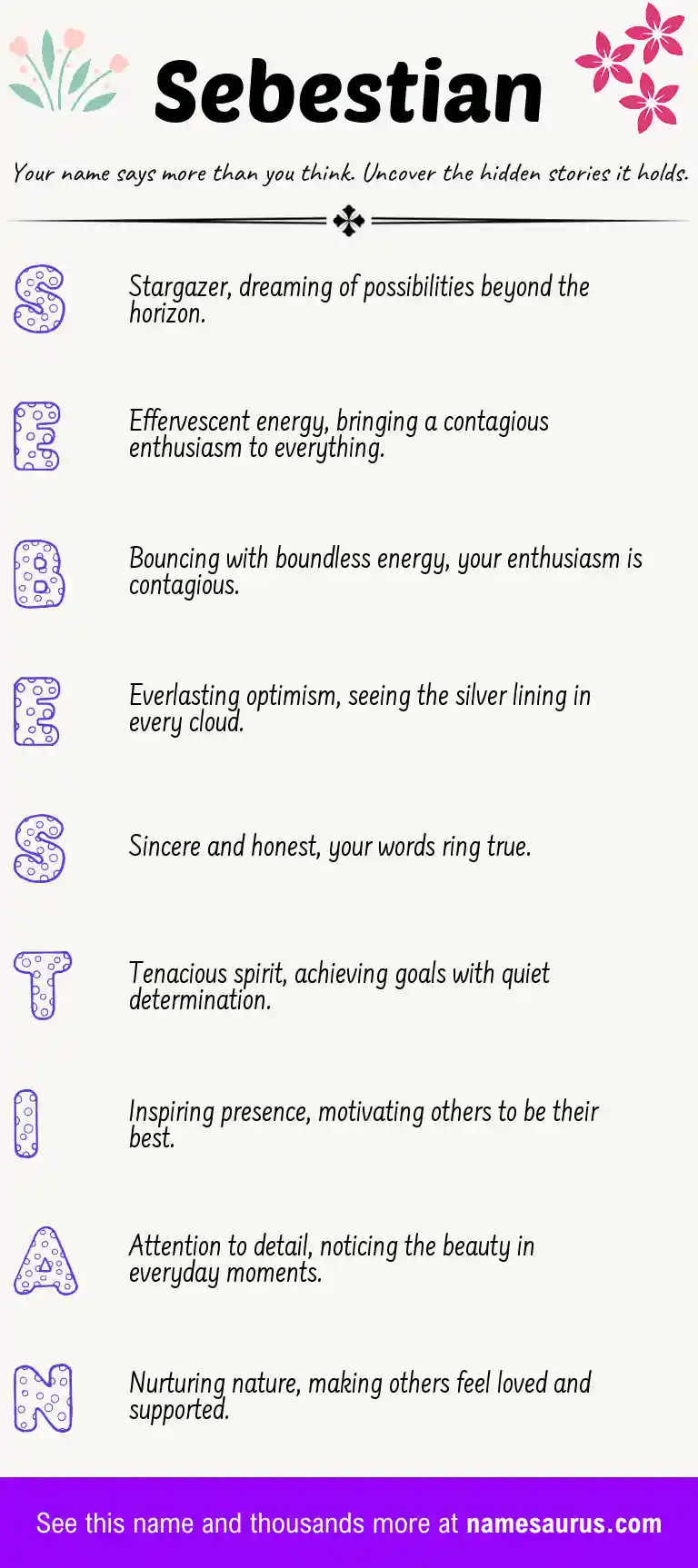 Acrostic poem about Sebestian.