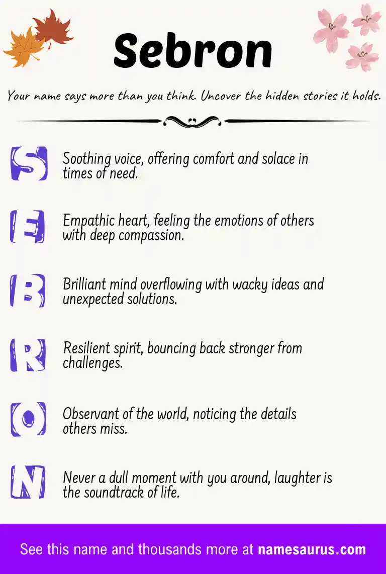 Acrostic poem about Sebron.