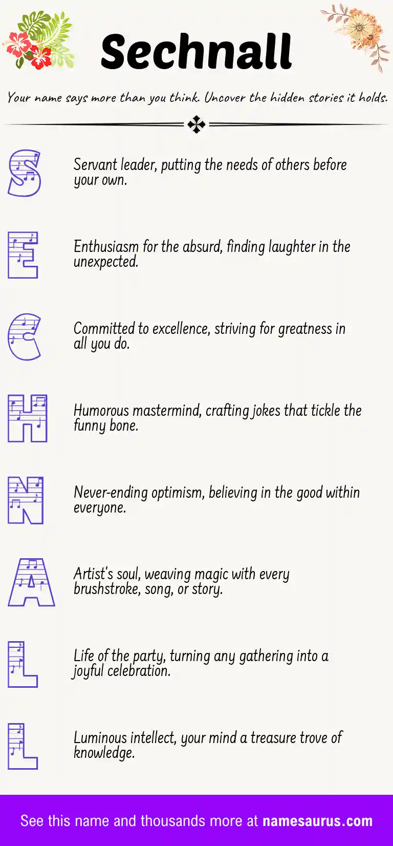 Acrostic poem about Sechnall.