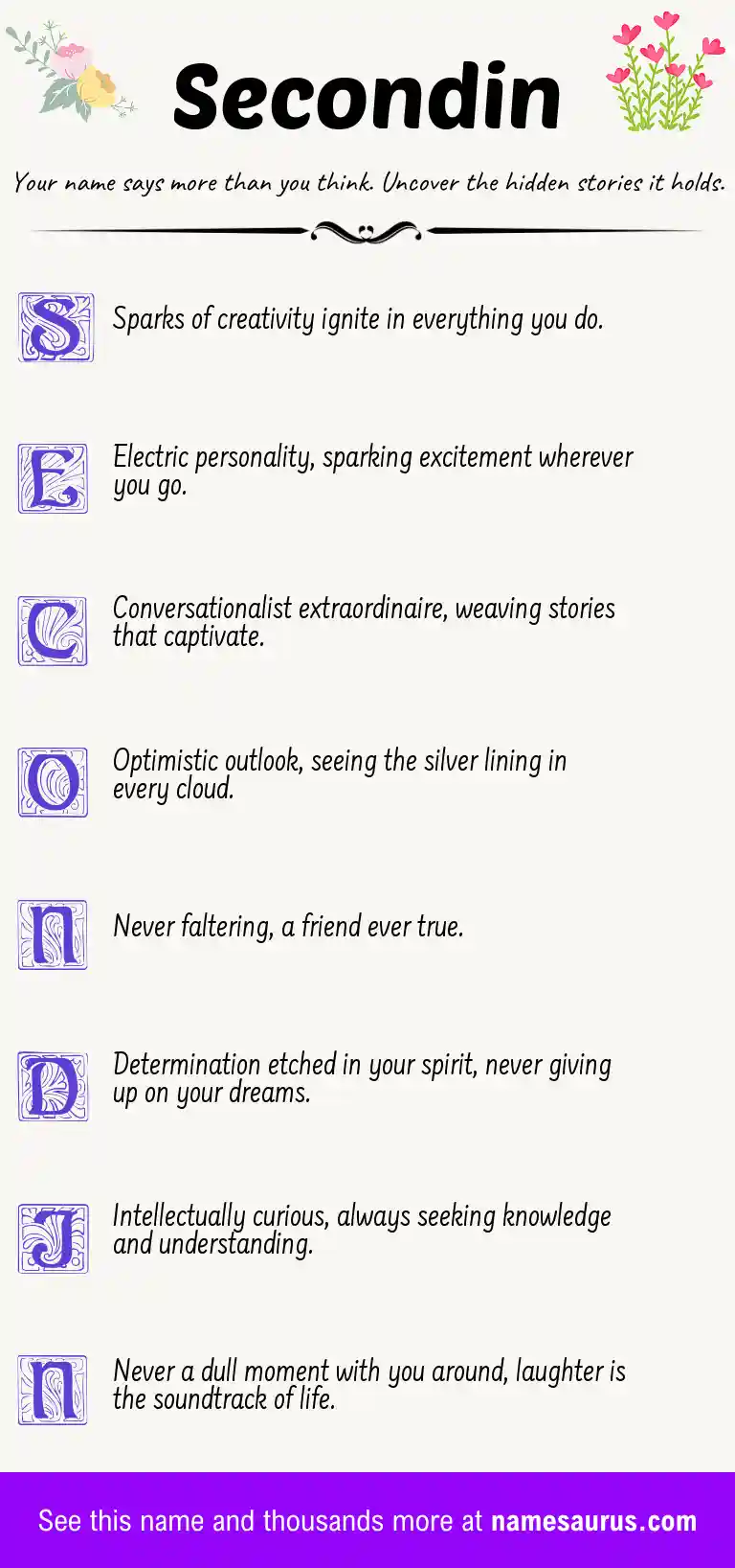 Acrostic poem about Secondin.