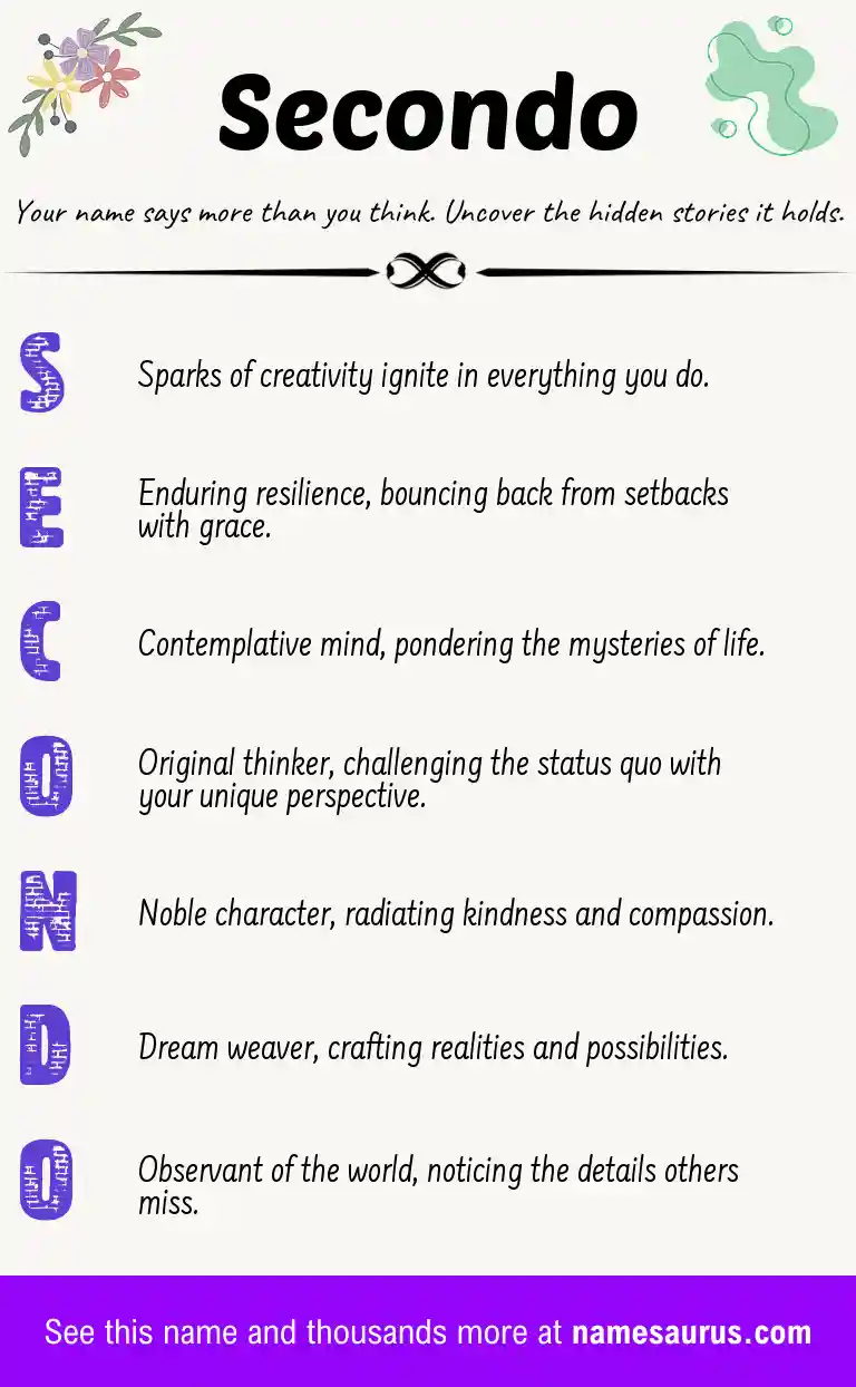 Acrostic poem about Secondo.