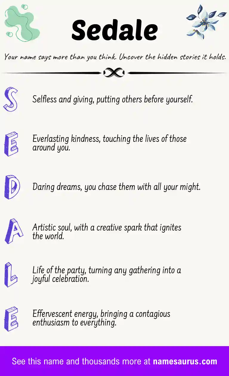 Acrostic poem about Sedale.
