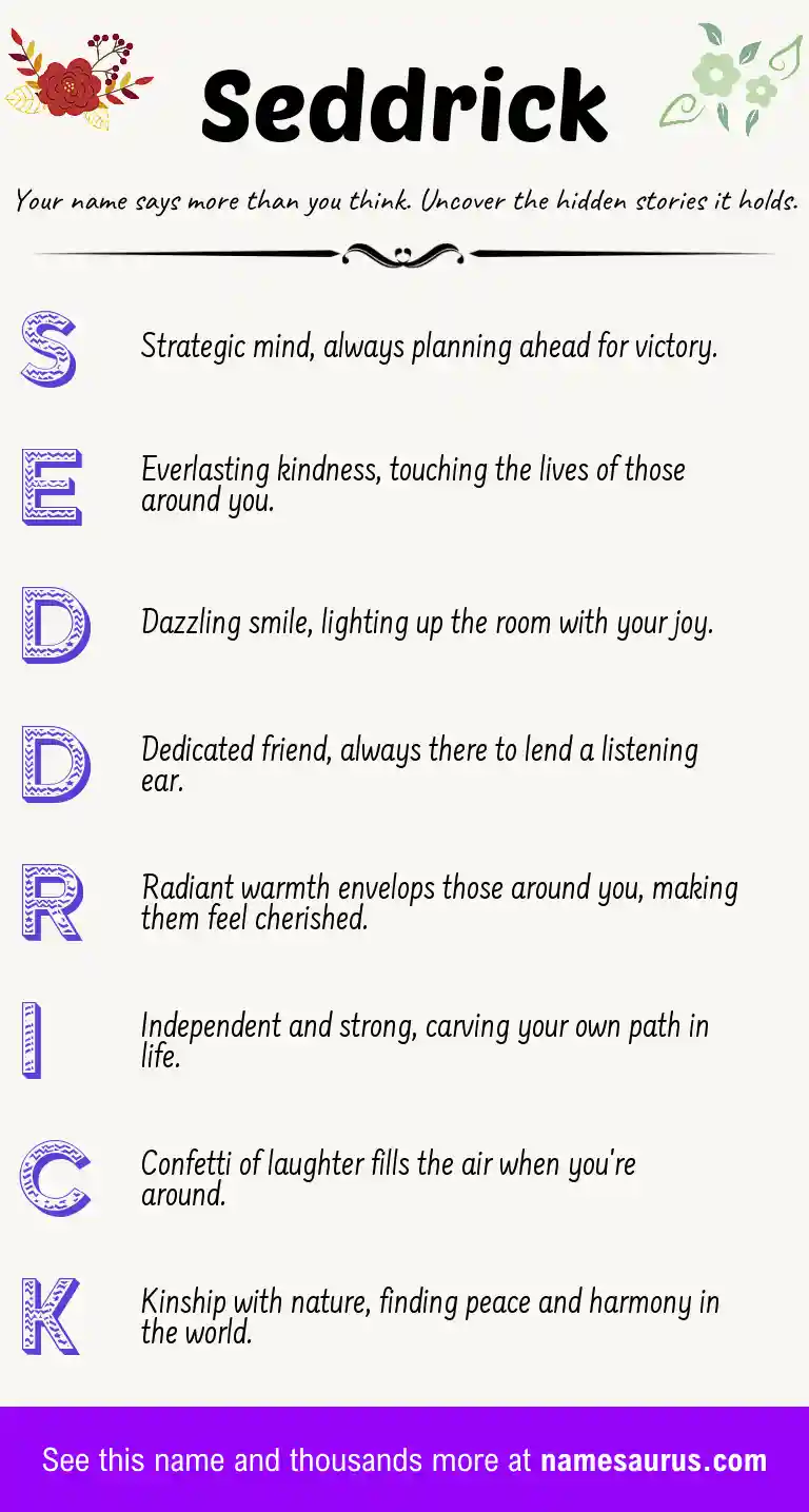 Acrostic poem about Seddrick.