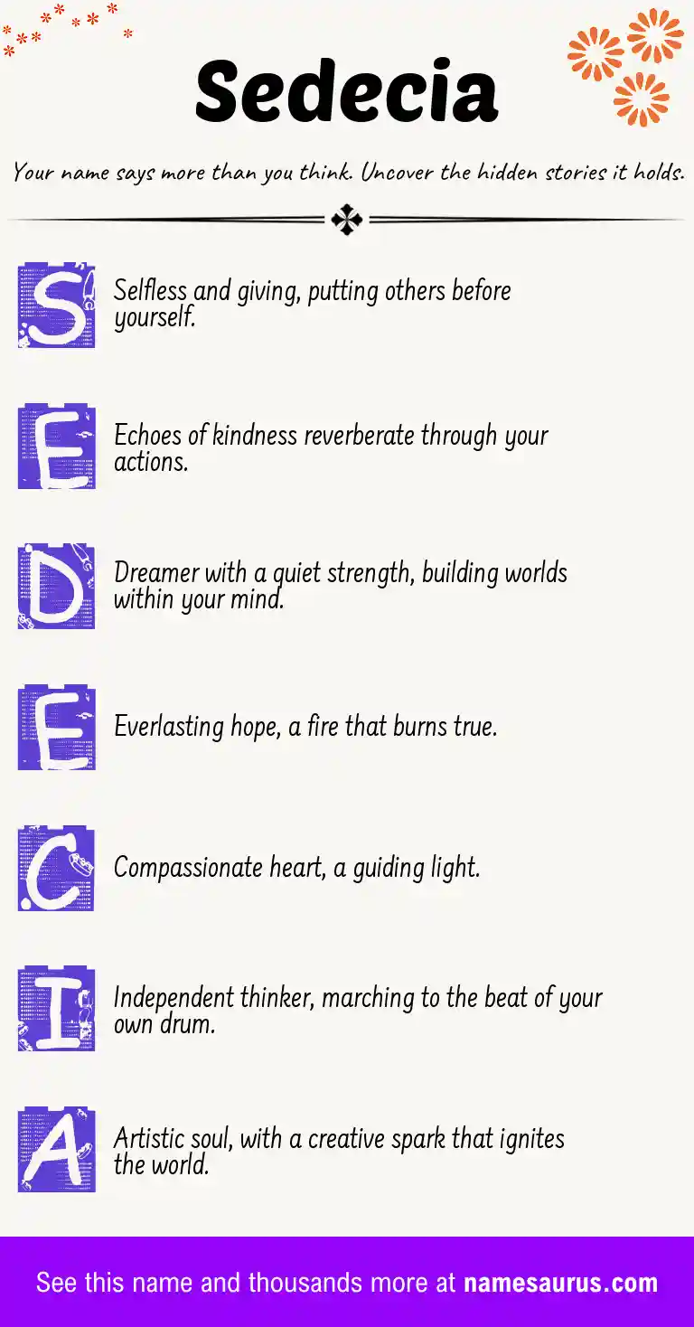 Acrostic poem about Sedecia.