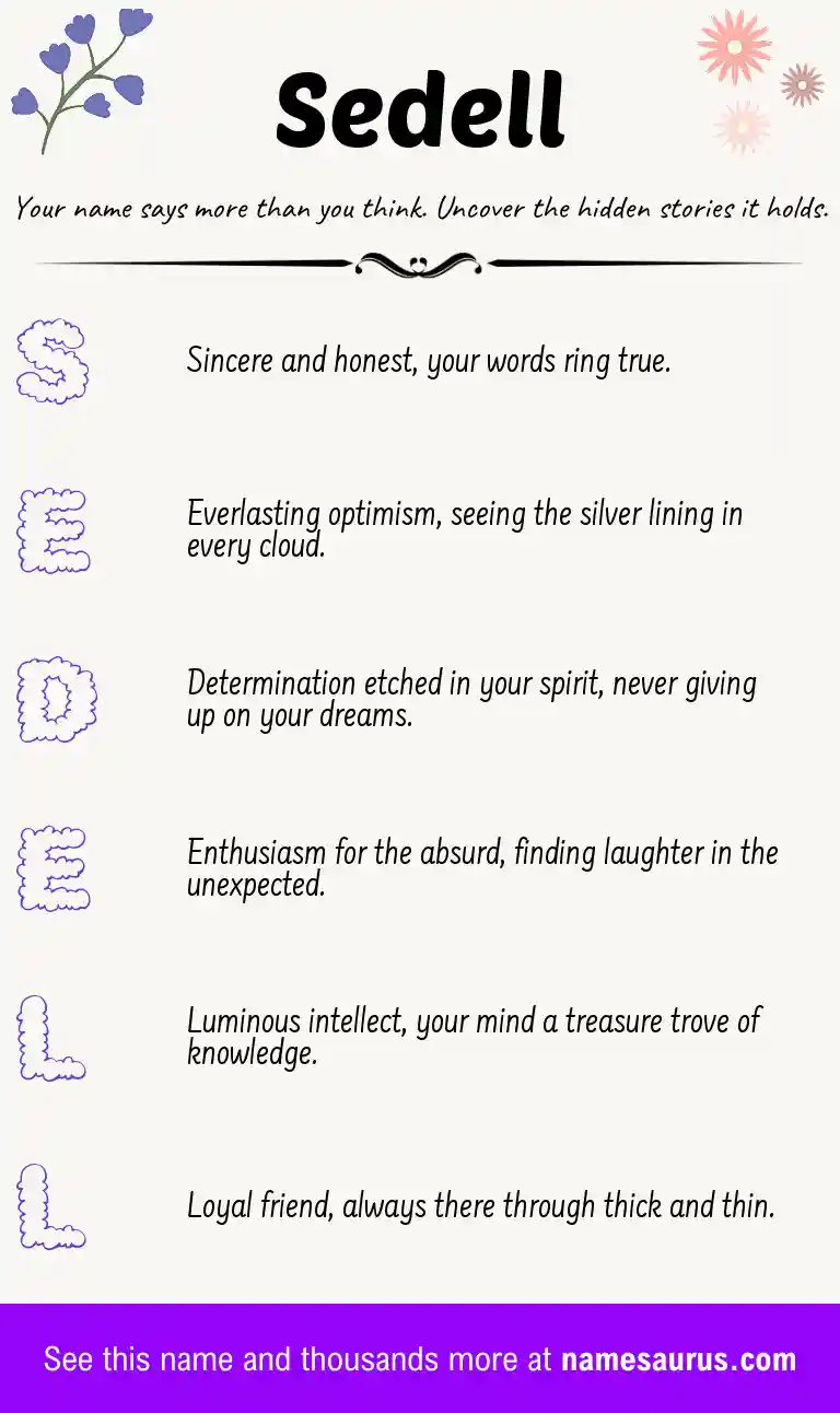 Acrostic poem about Sedell.