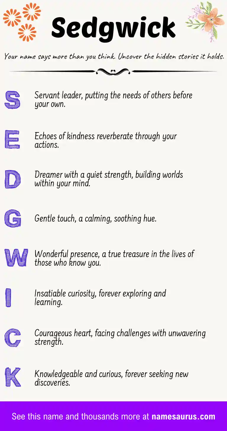Acrostic poem about Sedgwick.